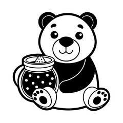 Download Cute Bear Eating Cookies With Cookies Jar Cartoon Vector Eps File For Design.