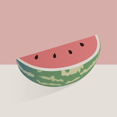 watermelon slice vector illustration. fruit drawing with soft colors, pastel tone. minimalist illustration. light background