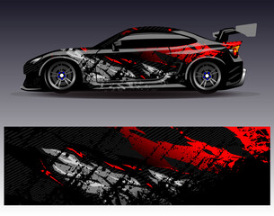 Car wrap design vector. Graphic abstract stripe racing background designs for vehicle, rally, race, adventure and car racing livery