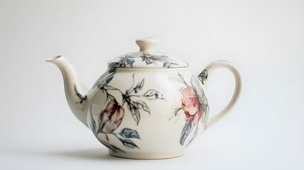 Floral Teapot with White Background. (5)