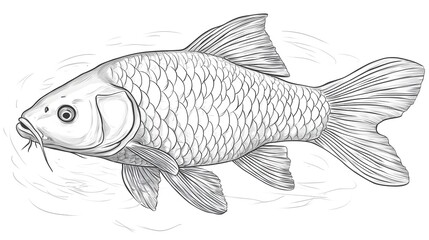 Obraz premium Detailed illustration of a fish swimming in water.