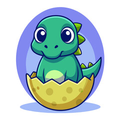 Download Cute Baby Dino In Egg Cartoon Vector Icon Illustration. Eps File For Design.