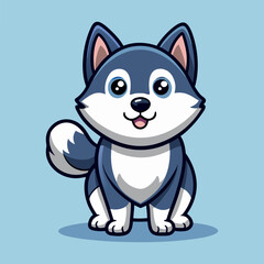 Naklejka premium Download Cute Siberian Husky Dog Cartoon Vector Icon Illustration Eps File For Design.