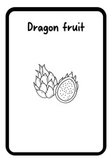 Coloring Fruit Flashcards 1 - dragon fruit
