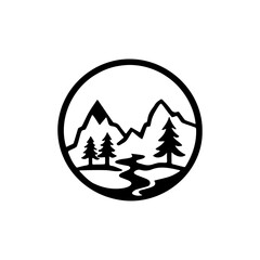 Scenic Mountain Icon, Landscape & Nature Designs