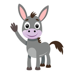 Download Cute Smiling Donkey With Waving Hand Cartoon Vector Eps File For Design.
