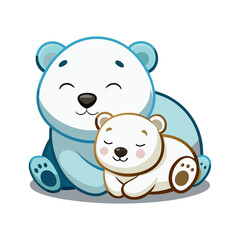 Fototapeta premium Download Cute Bear And Polar Bear Sleeping Together Cartoon Vector Eps File For Design.