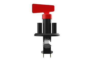 Industrial Electrical Red Handle disconnect cut-off power kill switch Emergency Stop with a Bright Red Handle for Quick Disconnection Red Lever for Safety on a Transparent Background PNG