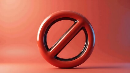 Plastic-free symbol crossed out, 3D red accent