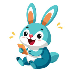 Obraz premium Download Cute Rabbit Playing Phone Cartoon Vector Icon Illustration Eps File For Design.