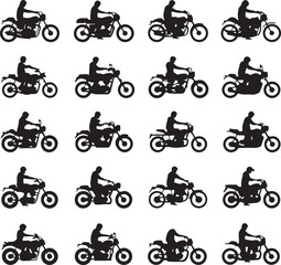 Naklejka premium Speeding Motorbike Rider SilhouetteClassic Cruiser Motorcycle Vector DesignMotorbike Jump Action SilhouetteRider on Road Trip Silhouette ArtSport Bike in Motion Vector