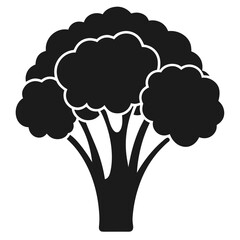 Broccoli Floret Silhouette with Detailed Features
