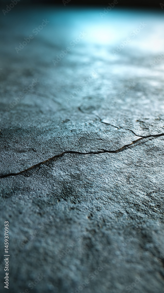 Poster Close-up of dark gray textured surface with a crack, showing depth and roughness, representative of aged stone or concrete, ideal for grunge or industrial design