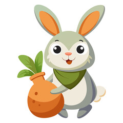 Obraz premium Download Cute Rabbit With Carrot Bag Cartoon Vector Icon Illustration. Eps File For Design.
