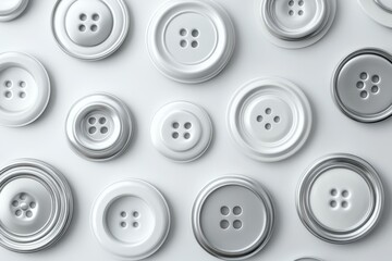 Abstract pattern of various white and gray buttons