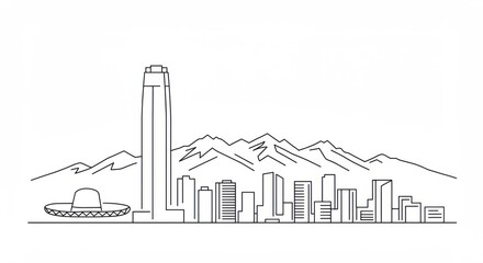Obraz premium Minimalist Line Art of Santiago, Chile