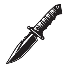Refined Tactical Knife silhouette with sharp angles – Tactical Knife illustration – Minimalist Tactical Knife vector – Weapon silhouette

