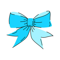 Satin bow illustration. Ribbon with knot for gift card and design.