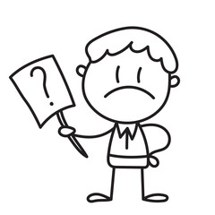 sad man with question mark stick figure vector