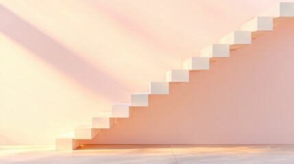 Light and shade blending on a staircase, forming abstract shapes in a quiet modern home