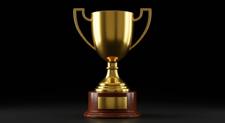 Golden trophy cup on a dark surface representing success and achievement.