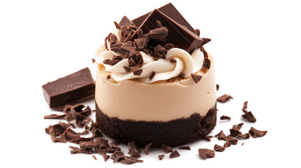 Peanut butter mousse, cream cheese with guava and half bitter chocolate isolated on a white background