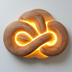 Stunning Luminous Wooden Sculpture with Glowing Abstract Design Perfect for Enhancing the Ambiance and Decor of Any Home or Office Space
