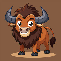 Buffalo cartoon vector.