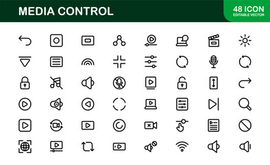 Playback and Media Control Icons. Stylish, Scalable Symbols for Audio, Video, Streaming, and Digital Entertainment User Interfaces