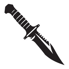 Clean Combat Knife silhouette with minimal detail – Combat Knife illustration – Minimalist Combat Knife vector – Weapon silhouette

