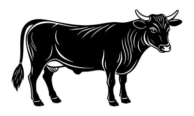 Download Beautiful Cow Silhouette Black Vector Art Illustration Eps File For Design.