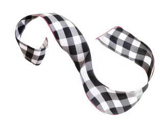 Fototapeta premium Checkered ribbon flowing freely on transparent background