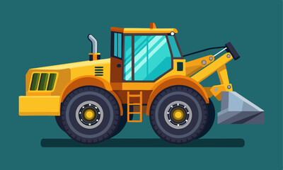 Naklejka premium Download Realistic Wheel Tractor Scraper Construction Vehicle Vector Art Illustration Eps File For Design.