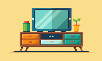 Download A Tv Stand Vector Art Illustration Eps File For Design.