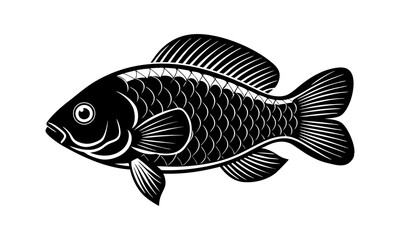Download Tilapia Fish Silhouette Black Vector Art Illustration Eps File For Design.
