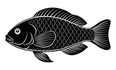 Download Tilapia Fish Silhouette Black Vector Art Illustration Eps File For Design.