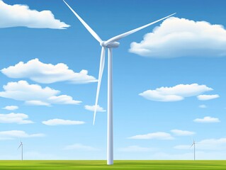 Obraz premium Wind turbine farm generating clean energy rural landscape digital art bright sky wide angle sustainability concept