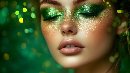 An Enchanting Portrait of a Girl Showcasing Stunning Creative Make-Up in a Brightly Lit Studio
