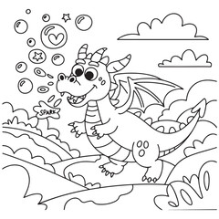 Fun Dragon Coloring Pages for Kids Spark Vector Imagination and Creativity. with white background