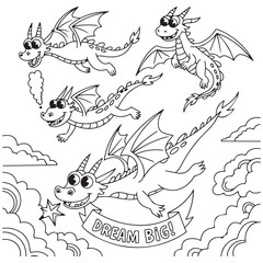 Fototapeta premium Fun Dragon Coloring Pages for Kids Spark Vector Imagination and Creativity. with white background