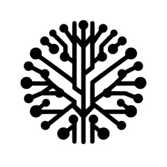 Circuit Tree Logo: Abstract Black & White Tech Icon