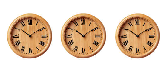 Stylish Wooden Wall Clocks Set of Three Modern Timepieces