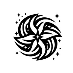 Celestial Star Burst - Abstract Black and White Illustration