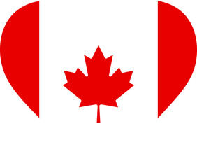 Heart-shaped Canadian flag design with maple leaf