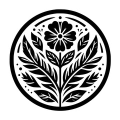 Stylized Floral Mandala in Black and White