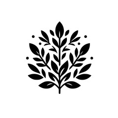 Elegant Black Leaf Logo on White Background