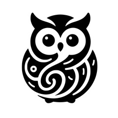 Black and White Owl Logo: Abstract Design, Modern Vector