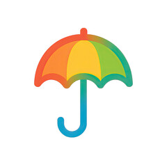 Rainbow Neon Umbrella Icon on Transparent Background