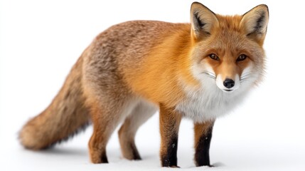 Obraz premium A red fox standing in the snow looking at the camera