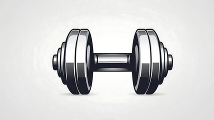 Dumbbell icon, chrome texture, white background